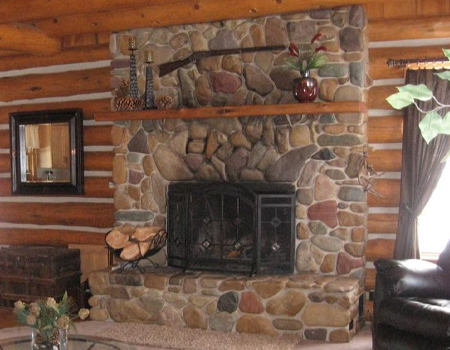 stone fireplace